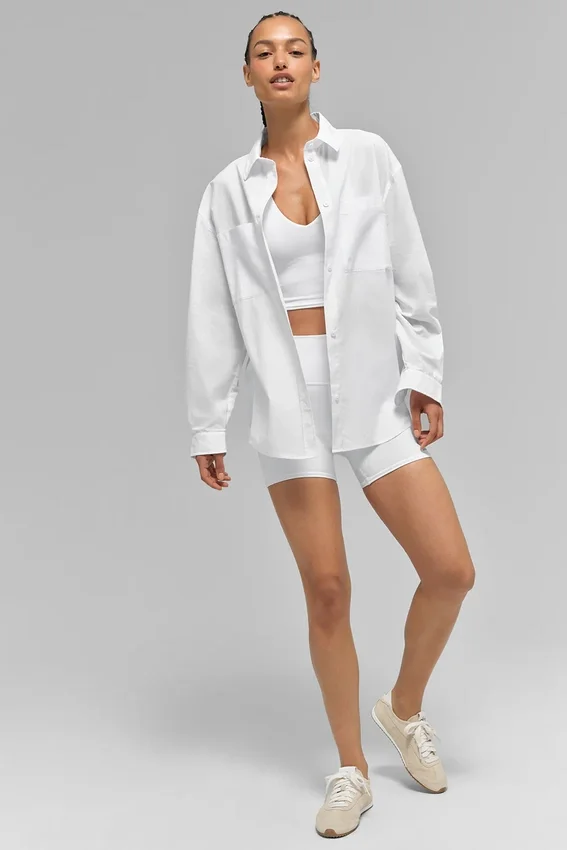 Chemise à manches longues boutonnée « Cotton Real Deal » – Blanc