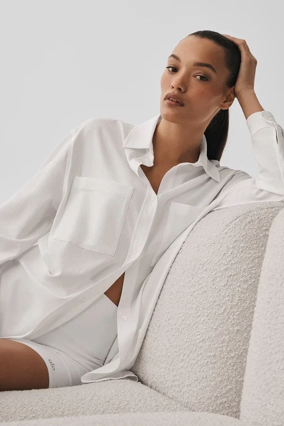 Chemise à manches longues boutonnée Dreamscape - Blanche