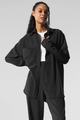 Chemise à manches longues boutonnée Dreamscape – Noir