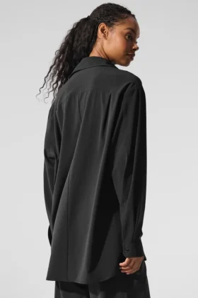 Chemise à manches longues boutonnée Dreamscape – Noir