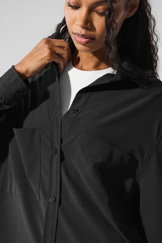 Chemise à manches longues boutonnée Dreamscape – Noir
