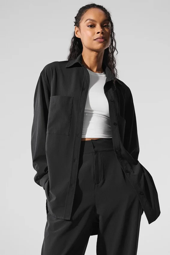 Chemise à manches longues boutonnée Dreamscape – Noir
