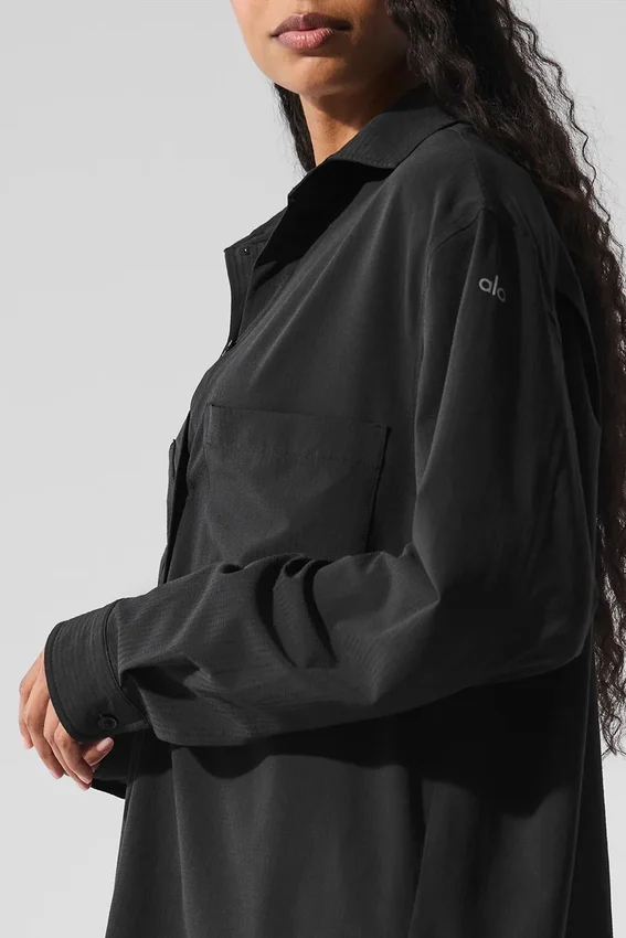 Chemise à manches longues boutonnée Dreamscape – Noir