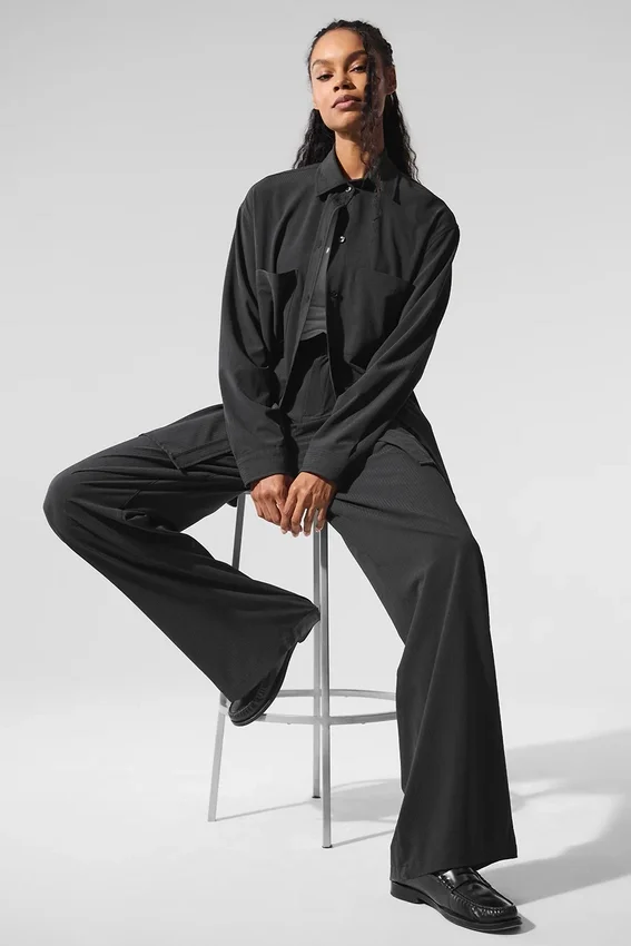 Chemise à manches longues boutonnée Dreamscape – Noir