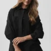 Chemise à manches longues boutonnée en coton Real Deal - Noir