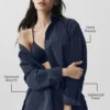 Chemise à manches longues « Daylight » à rayures fines – Bleu marine/Ivoire