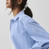 Chemise à manches longues « Pinstripe Daylight » boutonnée – Bleu Provence clair/Blanc