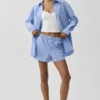 Chemise à manches longues « Pinstripe Daylight » boutonnée – Bleu Provence clair/Blanc