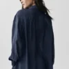 Chemise à manches longues semi-transparente « Golden Hour » à boutons – Bleu marine