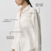 Chemise à manches longues semi-transparente « Golden Hour » à boutons – Ivoire