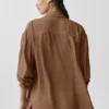 Chemise à manches longues semi-transparente « Golden Hour » à boutons – Marron « Sun Kissed »