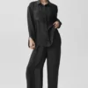Chemise à manches longues semi-transparente « Golden Hour » à boutons — Noir