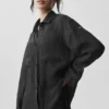 Chemise à manches longues semi-transparente « Golden Hour » à boutons — Noir