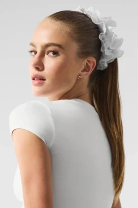 Chouchou oversize Micro Plissé – Blanc