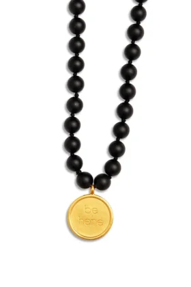 Collier Mala en onyx noir