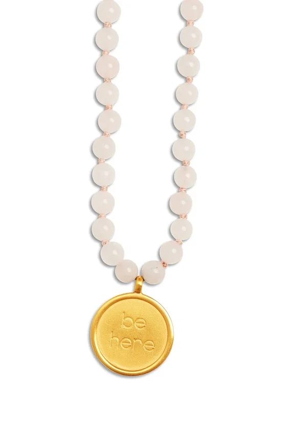 Collier Mala en quartz rose