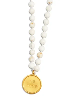 Collier Mala en turquoise blanche