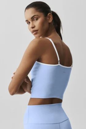 Débardeur avec soutien-gorge intégré Airbrush Refined – Bleu Provence clair/Blanc