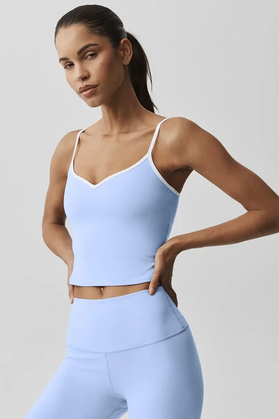 Débardeur avec soutien-gorge intégré Airbrush Refined - Bleu Provence clair/Blanc