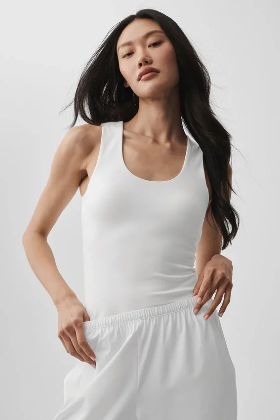 Débardeur avec soutien-gorge intégré Alo Softsculpt « No Nonsense » - Blanc