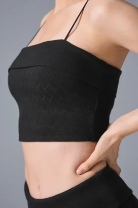 Débardeur avec soutien-gorge intégré « Doubles Only » – Noir