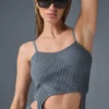 Débardeur à bretelles en maille denim - Gris acier/Anthracite