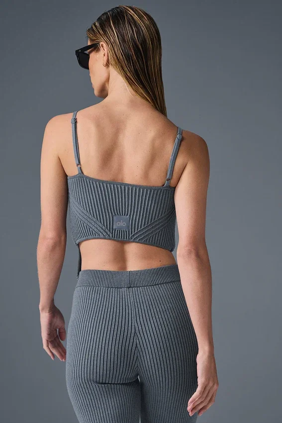 Débardeur à bretelles en maille denim - Gris acier/Anthracite