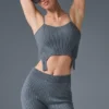 Débardeur à bretelles en maille denim - Gris acier/Anthracite
