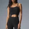 Débardeur à bretelles en maille denim - Noir/Anthracite