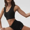 Débardeur à bretelles et soutien-gorge intégré Alosoft Affection à col en V - Noir