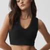 Débardeur à bretelles et soutien-gorge intégré Alosoft Affection à col en V - Noir