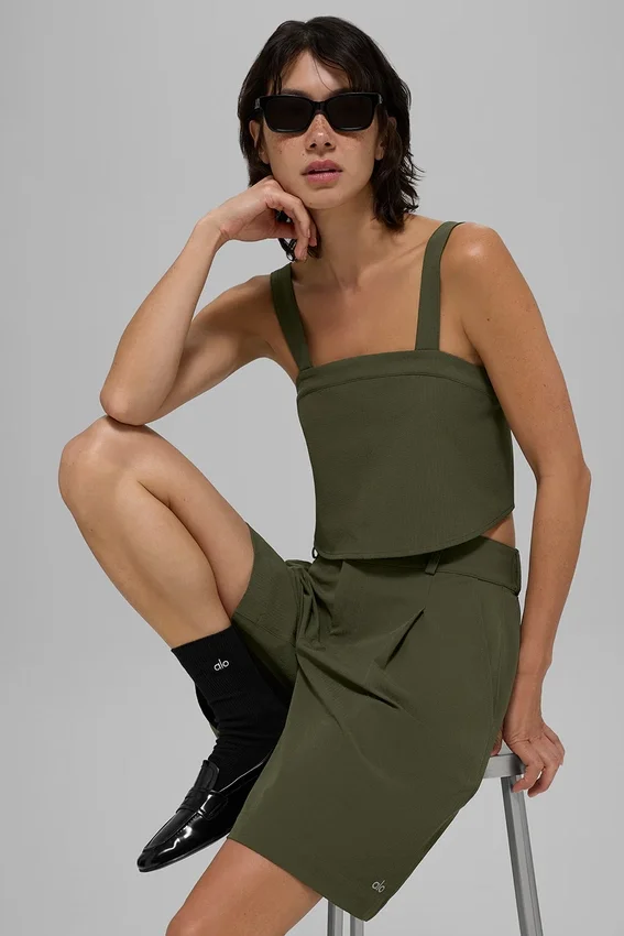 Débardeur court Dreamscape - Vert olive