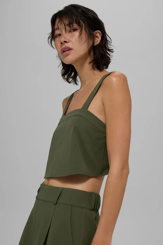 Débardeur court Dreamscape - Vert olive