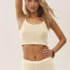 Débardeur court en soie et cachemire « Heat Wave » - Beige sable