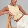 Débardeur côtelé En Pointe - Jaune bougie