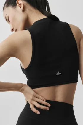 Débardeur de bien-être Rib Flaunt – Noir