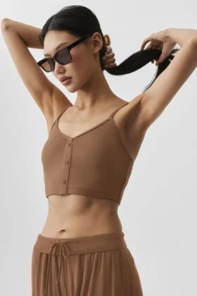 Débardeur « Delicate Lounge » à côtes – Marron « Sun Kissed »
