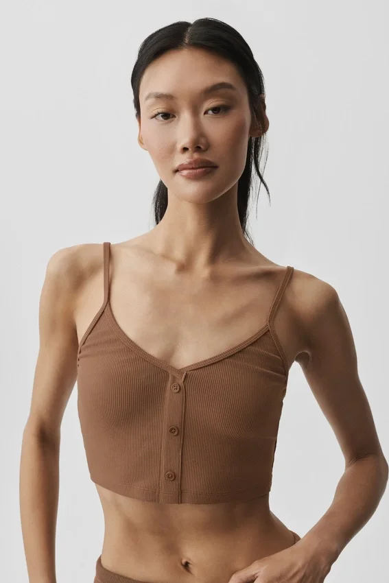 Débardeur « Delicate Lounge » à côtes – Marron « Sun Kissed »