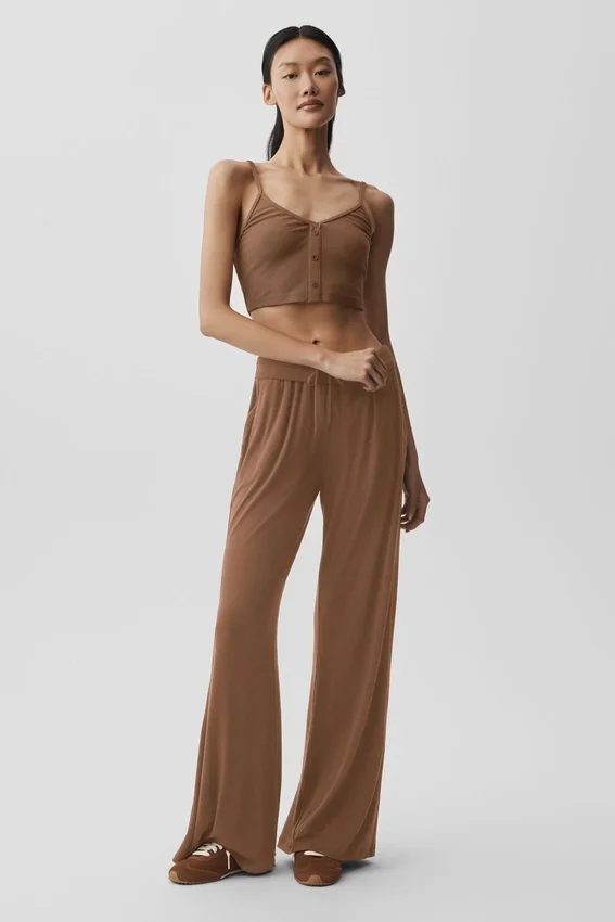 Débardeur « Delicate Lounge » à côtes – Marron « Sun Kissed »