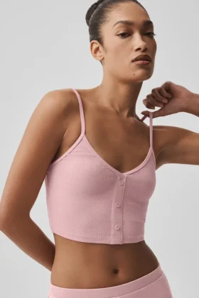 Débardeur « Delicate Lounge » à côtes – Rose vintage