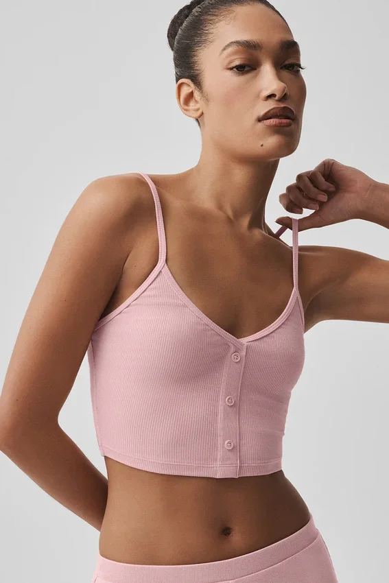 Débardeur « Delicate Lounge » à côtes – Rose vintage