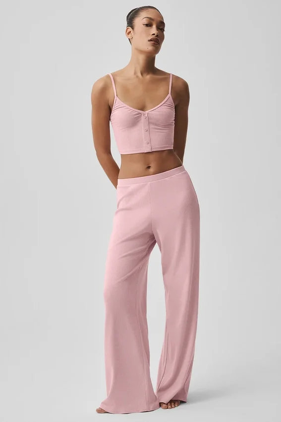 Débardeur « Delicate Lounge » à côtes – Rose vintage