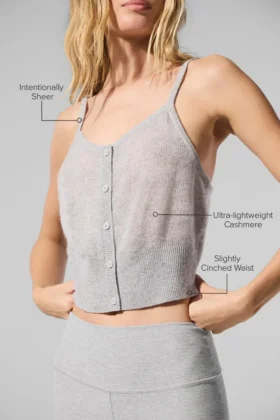 Débardeur en cachemire transparent – Gris chiné athlétique