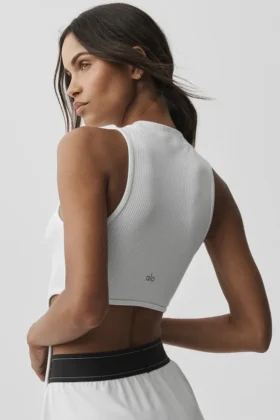 Débardeur Flaunt en tissu de bien-être côtelé – Blanc
