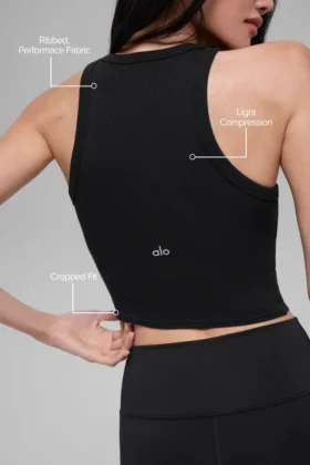 Débardeur « Goddess Ribbed Go-To » – Noir