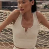 Débardeur Henley en modal côtelé - Gris chiné