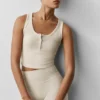 Débardeur Henley en modal côtelé - Gris chiné