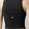 Débardeur Henley en modal à côtes - Noir