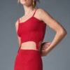 Débardeur à jarretières en maille denim – Rouge vif/Rouge vif foncé