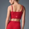 Débardeur à jarretières en maille denim – Rouge vif/Rouge vif foncé